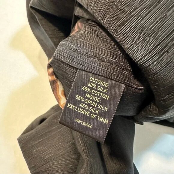 Amber Sun Silk Jacket Black Brown Print Reversible Button Front, Size L - Picture 12 of 15